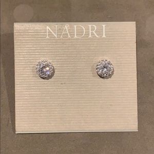 Nadri Silver Tone Earrings 0.5”